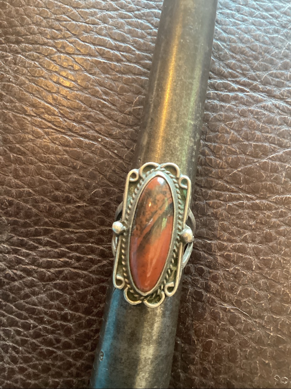 Ring Petrified Wood Native American made old 6 1/3